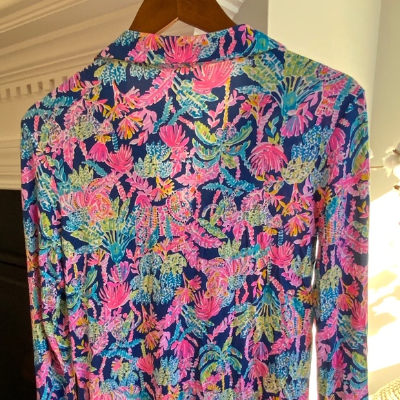 Lilly Pulitzer PJ Knit LS Button Up Top Oyster Bay Navy Seen and Herd Knit NWT - Picture 2 of 15